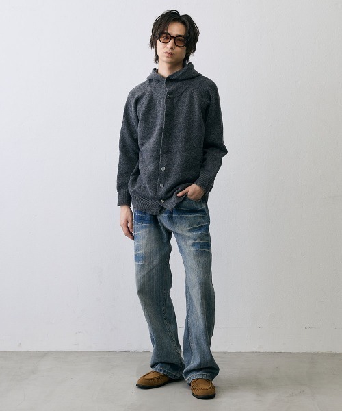 Shoowtime(ショウタイム)の「Shaggy Knit High Neck Hooded Cardigan / シャギーニット ハイネック フーデッドカーディガン(ニット/セーター・メンズ・ダークブラウン/グレー・X-LARGE/LARGE/MEDIUM)」の21枚目の写真