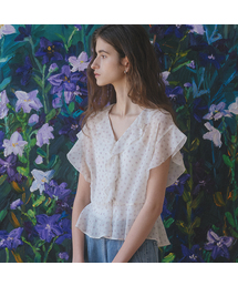Floral chiffon blouse [TISU06BL10]_Cream