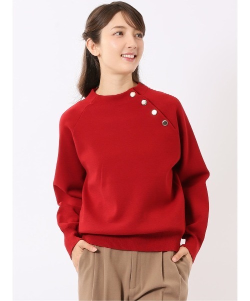 m.f.editorial(エムエフエディトリアル)の「*ニット プルオーバー レディース 長袖 ストレッチ ウォッシャブル 静電気防止 アンチピリング タンブル乾燥可 ミラノ ラグラン セーター(ニット/セーター・レディース・ネイビー/ダークグリーン/レッド/アイボリー・MEDIUM/LARGE)」の4枚目の写真