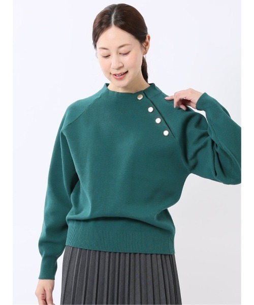 m.f.editorial(エムエフエディトリアル)の「*ニット プルオーバー レディース 長袖 ストレッチ ウォッシャブル 静電気防止 アンチピリング タンブル乾燥可 ミラノ ラグラン セーター(ニット/セーター・レディース・ネイビー/ダークグリーン/レッド/アイボリー・MEDIUM/LARGE)」の2枚目の写真
