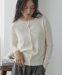 ウォッシャブルクルーネックベーシックニットカーディガン