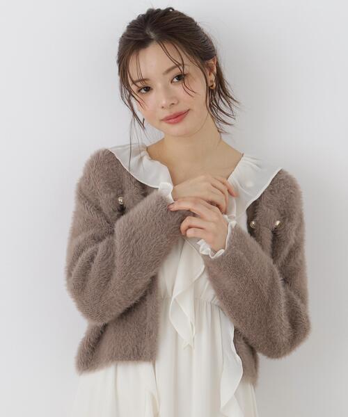 PROPORTION BODY DRESSING(プロポーションボディドレッシング)の「フェザーニットジャケット / 1216274100(カーディガン/ボレロ・レディース・ホワイト系その他/ピンク/ブラウン系その他/ライトグリーン・FREE)」の1枚目の写真