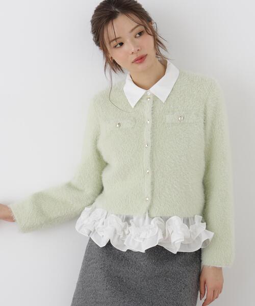 PROPORTION BODY DRESSING(プロポーションボディドレッシング)の「フェザーニットジャケット / 1216274100(カーディガン/ボレロ・レディース・ホワイト系その他/ピンク/ブラウン系その他/ライトグリーン・FREE)」の3枚目の写真