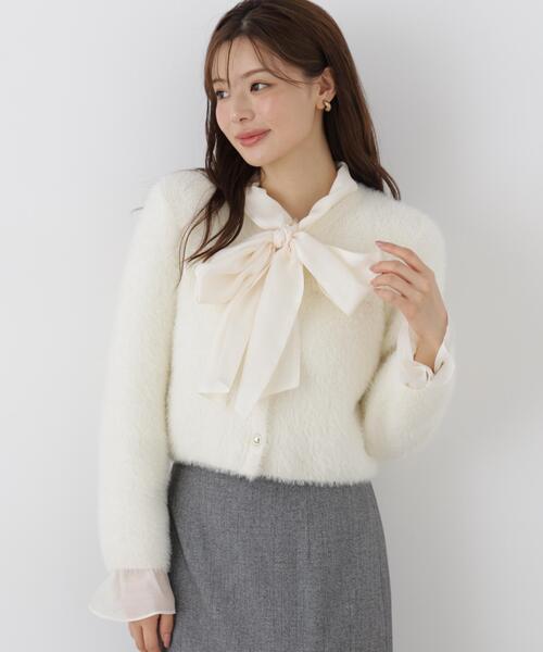 PROPORTION BODY DRESSING(プロポーションボディドレッシング)の「フェザーニットジャケット / 1216274100(カーディガン/ボレロ・レディース・ホワイト系その他/ピンク/ブラウン系その他/ライトグリーン・FREE)」の5枚目の写真