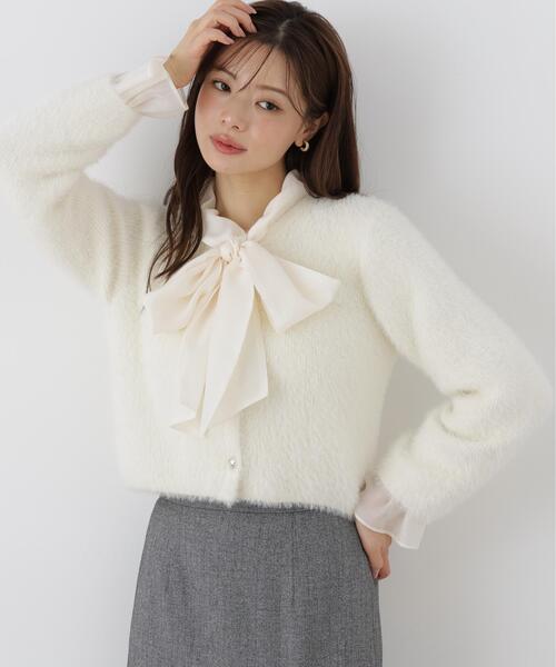 PROPORTION BODY DRESSING(プロポーションボディドレッシング)の「フェザーニットジャケット / 1216274100(カーディガン/ボレロ・レディース・ホワイト系その他/ピンク/ブラウン系その他/ライトグリーン・FREE)」の6枚目の写真