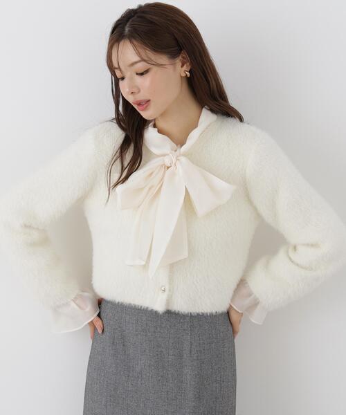 PROPORTION BODY DRESSING(プロポーションボディドレッシング)の「フェザーニットジャケット / 1216274100(カーディガン/ボレロ・レディース・ホワイト系その他/ピンク/ブラウン系その他/ライトグリーン・FREE)」の7枚目の写真