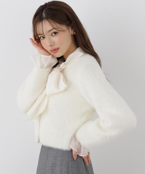 PROPORTION BODY DRESSING(プロポーションボディドレッシング)の「フェザーニットジャケット / 1216274100(カーディガン/ボレロ・レディース・ホワイト系その他/ピンク/ブラウン系その他/ライトグリーン・FREE)」の8枚目の写真