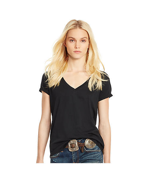 POLO RALPH LAUREN（ポロ ラルフ ローレン）の「コットン ジャージー Vネック Tシャツ（Tシャツ/カットソー・レディース・ブラック/ブルー系9/グレー/ホワイト・LARGE/SMALL/X-LARGE/X-SMALL/MEDIUM）」の3枚目の写真