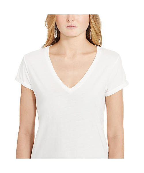 POLO RALPH LAUREN（ポロ ラルフ ローレン）の「コットン ジャージー Vネック Tシャツ（Tシャツ/カットソー・レディース・ブラック/ブルー系9/グレー/ホワイト・LARGE/SMALL/X-LARGE/X-SMALL/MEDIUM）」の7枚目の写真