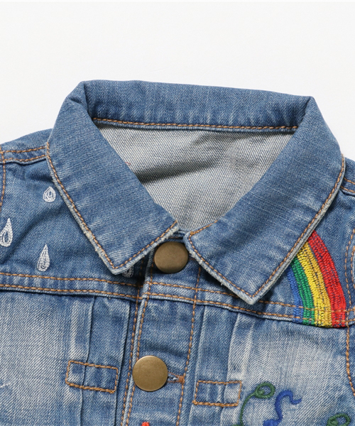 BOOFOOWOO（ブーフーウー）の「刺繍入Gジャン（デニムジャケット・キッズ・インディゴブルー・100/120/90/110/130）」の3枚目の写真