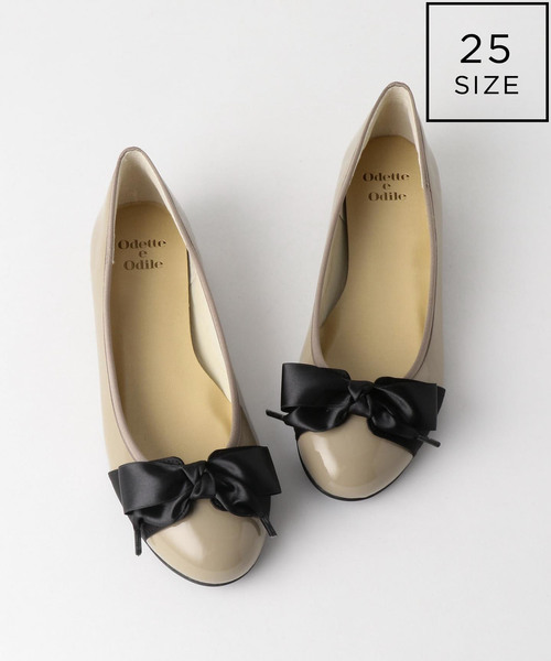 ODETTE E ODILE（オデットエオディール）の「O ラウンドリボン CT10●↑（バレエシューズ・レディース・ブラック/ダークグレー/モカ/ベージュ/グレー/ライトグレー/ピンク・24cm/24.5cm/25cm/22.5cm/25.5cm/23.5cm/22cm/23cm）」の7枚目の写真
