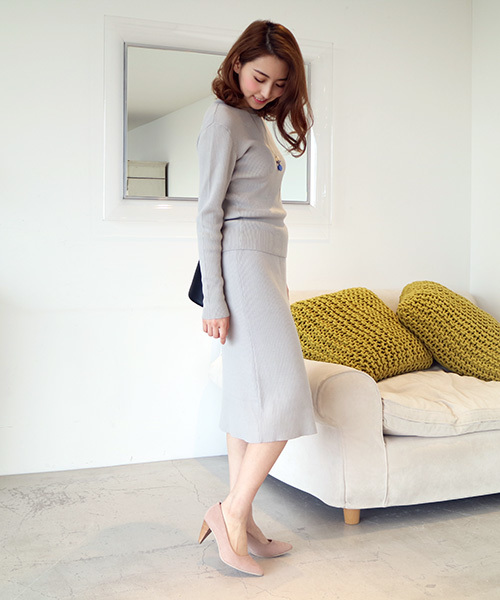 N.（N. Natural Beauty Basic）（エヌエヌナチュラルビューティーベーシック）の「コットンモダールセットアップスカート【セットアップ対応商品】（スカート・レディース・グレー/ベージュ/ブラック/ピンク/グリーン・MEDIUM）」の18枚目の写真