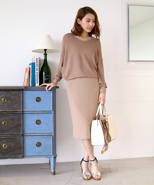 N.（N. Natural Beauty Basic）（エヌエヌナチュラルビューティーベーシック）の「コットンモダールセットアップスカート【セットアップ対応商品】（スカート・レディース・グレー/ベージュ/ブラック/ピンク/グリーン・MEDIUM）」の20枚目の写真