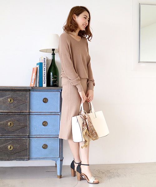 N.（N. Natural Beauty Basic）（エヌエヌナチュラルビューティーベーシック）の「コットンモダールセットアップスカート【セットアップ対応商品】（スカート・レディース・グレー/ベージュ/ブラック/ピンク/グリーン・MEDIUM）」の21枚目の写真