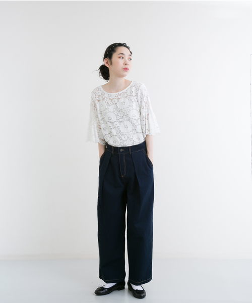 MERLOT（メルロー）の「フラワー総レースフレアスリーブシースルートップス1083-C17（シャツ/ブラウス・レディース・モカ/ブラック/ホワイト/ワインレッド・FREE）」の17枚目の写真