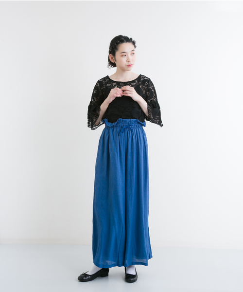 MERLOT（メルロー）の「フラワー総レースフレアスリーブシースルートップス1083-C17（シャツ/ブラウス・レディース・モカ/ブラック/ホワイト/ワインレッド・FREE）」の11枚目の写真