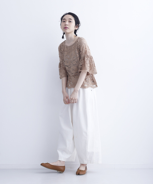 MERLOT（メルロー）の「フラワー総レースフレアスリーブシースルートップス1083-C17（シャツ/ブラウス・レディース・モカ/ブラック/ホワイト/ワインレッド・FREE）」の22枚目の写真