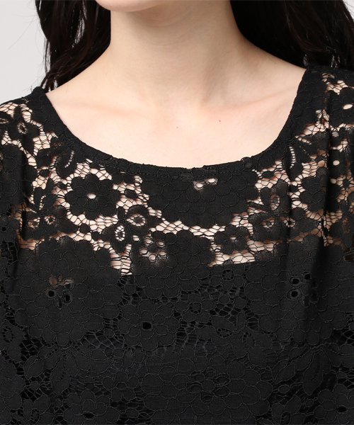 MERLOT（メルロー）の「フラワー総レースフレアスリーブシースルートップス1083-C17（シャツ/ブラウス・レディース・モカ/ブラック/ホワイト/ワインレッド・FREE）」の12枚目の写真