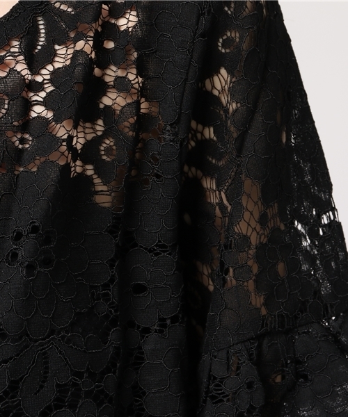 MERLOT（メルロー）の「フラワー総レースフレアスリーブシースルートップス1083-C17（シャツ/ブラウス・レディース・モカ/ブラック/ホワイト/ワインレッド・FREE）」の15枚目の写真