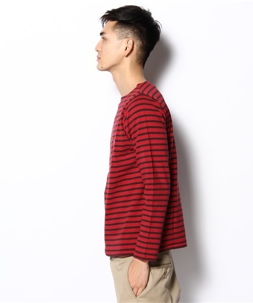 coen（コーエン）の「ボーダーボートネックカットソー ∞（Tシャツ/カットソー・メンズ・その他1/レッド/ダークグレー/マスタード・SMALL/MEDIUM/LARGE/X-LARGE）」の6枚目の写真