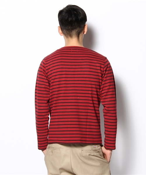 coen（コーエン）の「ボーダーボートネックカットソー ∞（Tシャツ/カットソー・メンズ・その他1/レッド/ダークグレー/マスタード・SMALL/MEDIUM/LARGE/X-LARGE）」の7枚目の写真