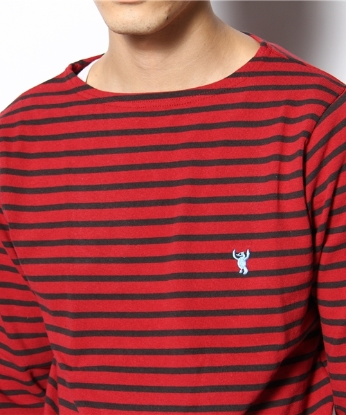 coen（コーエン）の「ボーダーボートネックカットソー ∞（Tシャツ/カットソー・メンズ・その他1/レッド/ダークグレー/マスタード・SMALL/MEDIUM/LARGE/X-LARGE）」の8枚目の写真