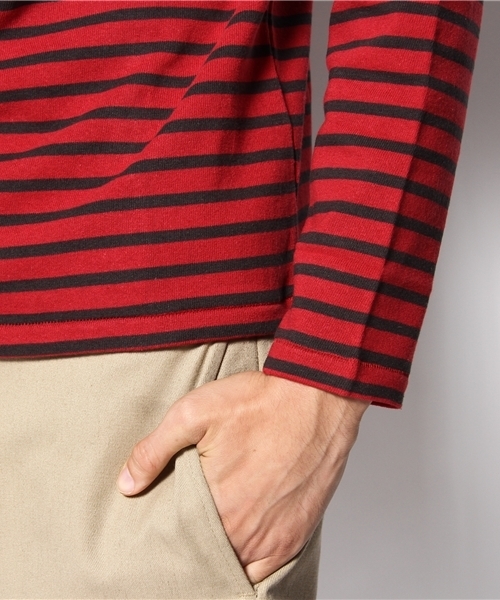coen（コーエン）の「ボーダーボートネックカットソー ∞（Tシャツ/カットソー・メンズ・その他1/レッド/ダークグレー/マスタード・SMALL/MEDIUM/LARGE/X-LARGE）」の9枚目の写真