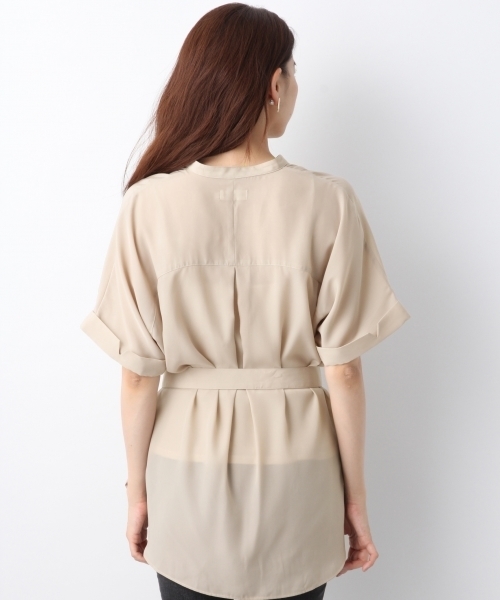 LEPSIM（レプシィム）の「ウエストマークムジシャツチュニックSS　762156（シャツ/ブラウス・レディース・ダークベージュ/オフホワイト/グレイッシュベージュ・FREE）」の12枚目の写真