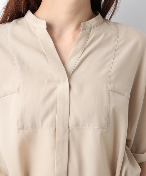 LEPSIM（レプシィム）の「ウエストマークムジシャツチュニックSS　762156（シャツ/ブラウス・レディース・ダークベージュ/オフホワイト/グレイッシュベージュ・FREE）」の13枚目の写真