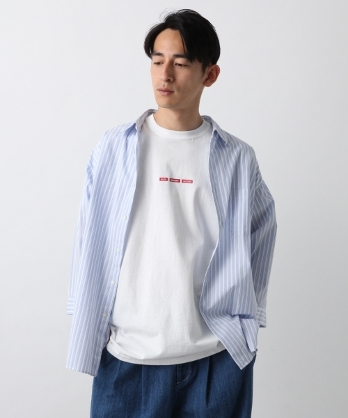 RAGEBLUE（レイジブルー）の「ストライプシャツ7分袖/794789（シャツ/ブラウス・メンズ・ネイビー/グレー/その他/ライトブルー/グリーン・LARGE/SMALL/MEDIUM）」の4枚目の写真