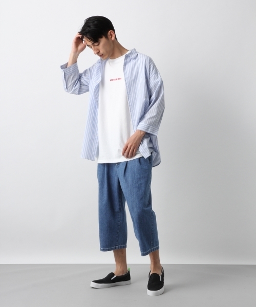 RAGEBLUE（レイジブルー）の「ストライプシャツ7分袖/794789（シャツ/ブラウス・メンズ・ネイビー/グレー/その他/ライトブルー/グリーン・LARGE/SMALL/MEDIUM）」の8枚目の写真