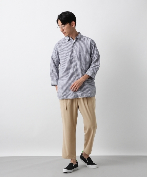 RAGEBLUE（レイジブルー）の「ストライプシャツ7分袖/794789（シャツ/ブラウス・メンズ・ネイビー/グレー/その他/ライトブルー/グリーン・LARGE/SMALL/MEDIUM）」の9枚目の写真