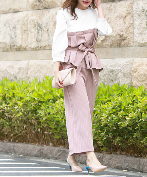 Doula Doula（ドゥーラドゥーラ）の「ウエストリボンサロペット　セットアップ（サロペット/オーバーオール・レディース・ピンク/ブラック系その他/キャメル/ブラック系その他2/ベージュ系その他・FREE）」の13枚目の写真