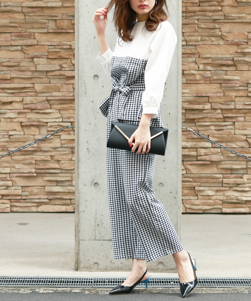 Doula Doula（ドゥーラドゥーラ）の「ウエストリボンサロペット　セットアップ（サロペット/オーバーオール・レディース・ピンク/ブラック系その他/キャメル/ブラック系その他2/ベージュ系その他・FREE）」の15枚目の写真