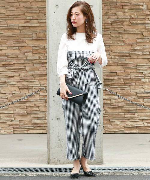 Doula Doula（ドゥーラドゥーラ）の「ウエストリボンサロペット　セットアップ（サロペット/オーバーオール・レディース・ピンク/ブラック系その他/キャメル/ブラック系その他2/ベージュ系その他・FREE）」の16枚目の写真