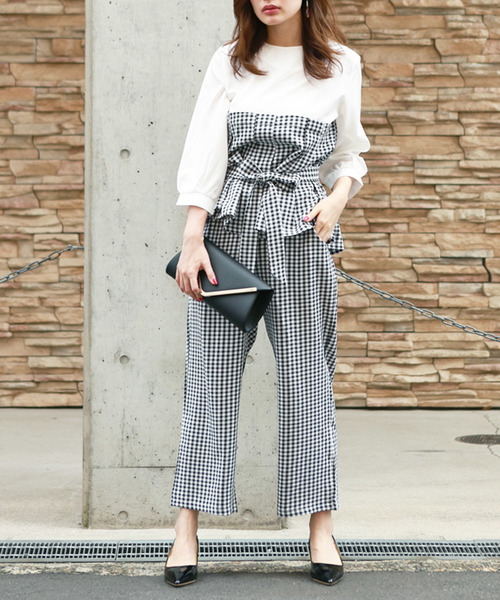 Doula Doula（ドゥーラドゥーラ）の「ウエストリボンサロペット　セットアップ（サロペット/オーバーオール・レディース・ピンク/ブラック系その他/キャメル/ブラック系その他2/ベージュ系その他・FREE）」の17枚目の写真