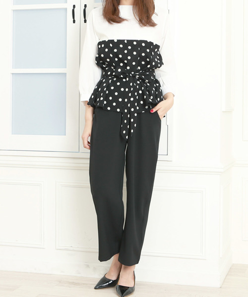 Doula Doula（ドゥーラドゥーラ）の「ウエストリボンサロペット　セットアップ（サロペット/オーバーオール・レディース・ピンク/ブラック系その他/キャメル/ブラック系その他2/ベージュ系その他・FREE）」の18枚目の写真