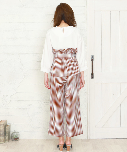 Doula Doula（ドゥーラドゥーラ）の「ウエストリボンサロペット　セットアップ（サロペット/オーバーオール・レディース・ピンク/ブラック系その他/キャメル/ブラック系その他2/ベージュ系その他・FREE）」の22枚目の写真