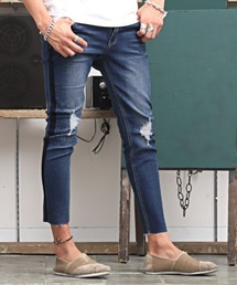 LUXSTYLE | サイドラインスーパーストレッチスキニーデニムアンクルパンツ(デニムパンツ)