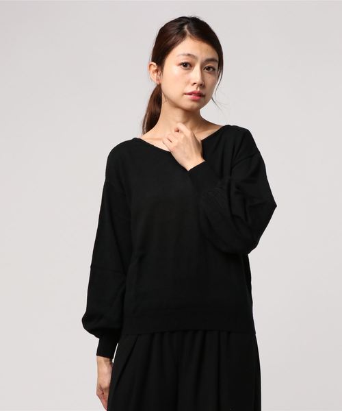 GeeRA（ジーラ）の「ぱちぱちしない前後２ＷＡＹボリューム袖ニット（ニット/セーター・レディース・ブラック/ラベンダー/マスタード/その他・SMALL/MEDIUM/LARGE/X-LARGE/XX-LARGE）」の2枚目の写真