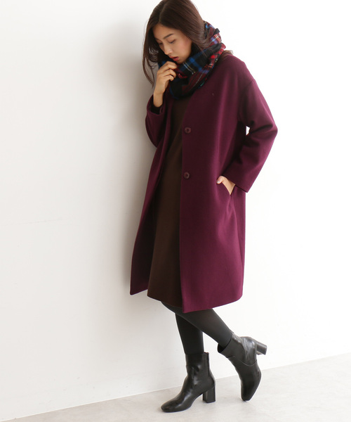 N. ナチュラルビューティーベーシック ステンカラー ビーバー メルトン コート セール】 ビーバーメルトンガウンコート （アウター）｜＊＊N