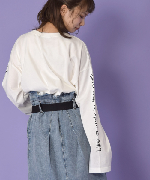 w closet（ダブルクローゼット）の「袖ロゴプリントTee_（Tシャツ/カットソー・レディース・オフホワイト/パープル/ブラック・FREE）」の6枚目の写真