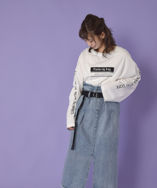 w closet（ダブルクローゼット）の「袖ロゴプリントTee_（Tシャツ/カットソー・レディース・オフホワイト/パープル/ブラック・FREE）」の7枚目の写真