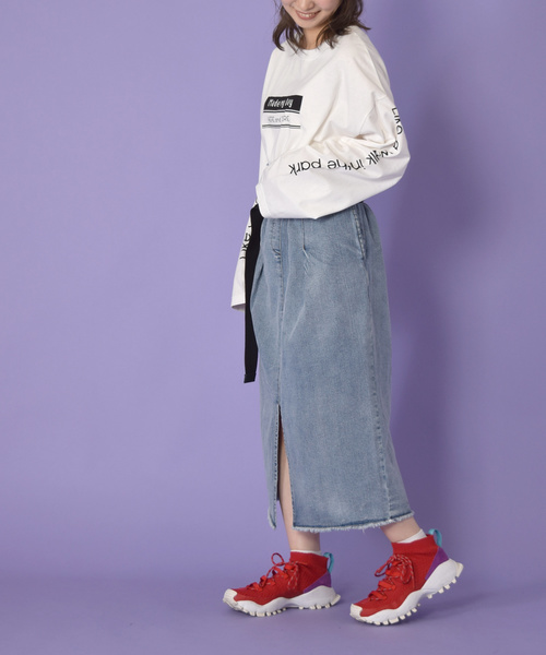 w closet（ダブルクローゼット）の「袖ロゴプリントTee_（Tシャツ/カットソー・レディース・オフホワイト/パープル/ブラック・FREE）」の8枚目の写真