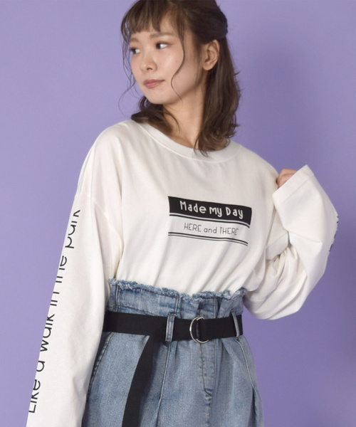 w closet（ダブルクローゼット）の「袖ロゴプリントTee_（Tシャツ/カットソー・レディース・オフホワイト/パープル/ブラック・FREE）」の9枚目の写真