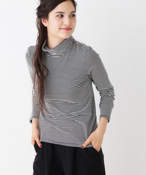 grove(グローブ)の「【洗える】ウール混ベーシックタートルネックカットソー(Tシャツ/カットソー・レディース・アイボリー/ブラック/グレー系2/ブラック系2・02/03)」の3枚目の写真