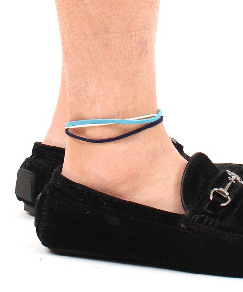 TopIsm（トップイズム）の「スウェード3連アンクレット（アンクレット・メンズ・ブラック/ネイビー/レッド/オレンジ・F）」の5枚目の写真