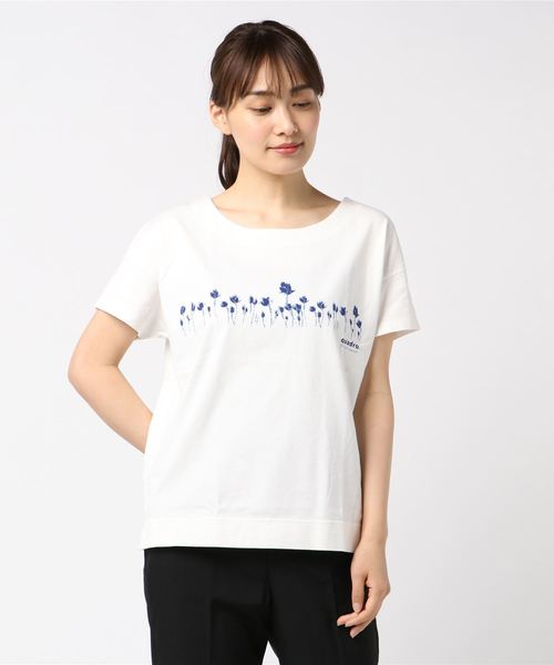 quadro（クオドロ）の「マハバーラ度詰天竺プリントクルーT（Tシャツ/カットソー・レディース・ホワイト/ダークブラウン/グレー/アイボリー/ホワイト系その他・FREE）」の4枚目の写真
