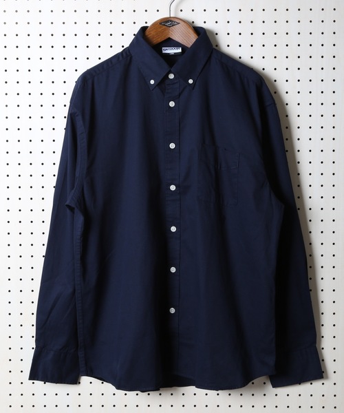 OUTDOOR PRODUCTS APPAREL（アウトドアプロダクツアパレル）の「ツイルコットン オーバーサイズシルエット ボタンダウン長袖シャツ ドロップショルダー ビッグシルエット（シャツ/ブラウス・メンズ・ネイビー/スミクロ/ワイン/カーキ/ベージュ/ライトベージュ/レンガ/ホワイト・LARGE/X-LARGE/SMALL/MEDIUM）」の6枚目の写真
