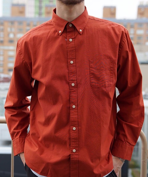 OUTDOOR PRODUCTS APPAREL（アウトドアプロダクツアパレル）の「ツイルコットン オーバーサイズシルエット ボタンダウン長袖シャツ ドロップショルダー ビッグシルエット（シャツ/ブラウス・メンズ・ネイビー/スミクロ/ワイン/カーキ/ベージュ/ライトベージュ/レンガ/ホワイト・LARGE/X-LARGE/SMALL/MEDIUM）」の8枚目の写真